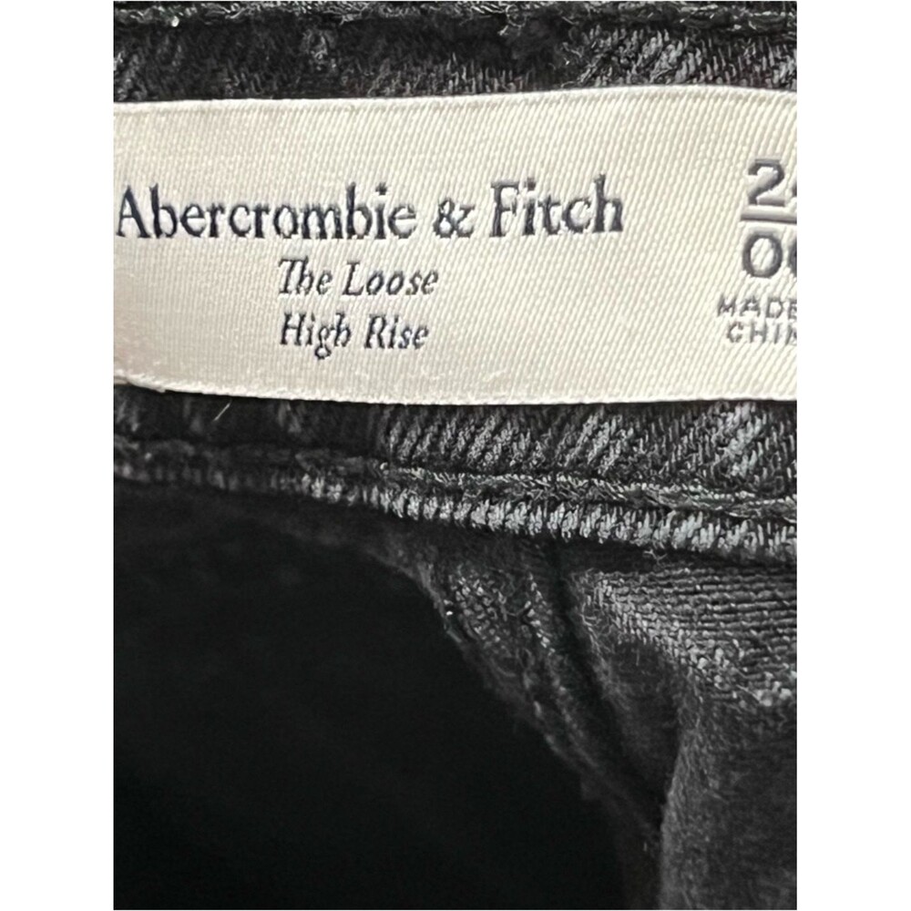 Abercrombie & Fitch The Loose High Rise Women's 24 Black Relaxed Wide Denin Jean - Picture 9 of 10